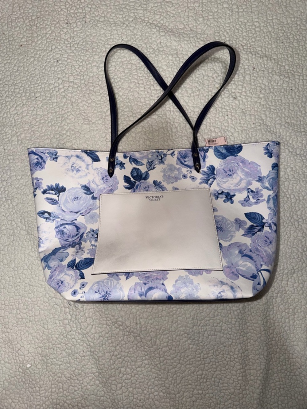 Victoria's Secret Blue and White Floral Shoulder Tote